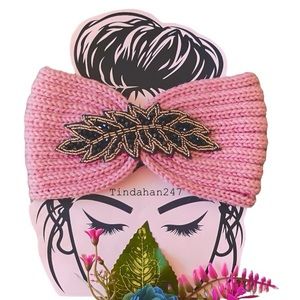 Sofia Crochet Knitted Headband adorned with Leaf Shaped‎ Gems